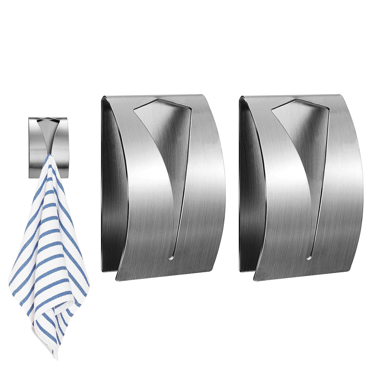 HASTHIP 2 Pcs Kitchen Towel Holder Grabber Self Adhesive, Stainless Steel Kitchen Dish Towel Hook, Wall Mount Non-Drilling Hand Towel Hanger Towel Holders for Bathroom Kitchen Cabinet HASTHIP 2 Pcs Kitchen Towel Holder Grabber Self Adhesive, Stainless Steel Kitchen Dish Towel Hook, Wall Mount Non-Drilling Hand Towel Hanger Towel Holders for Bathroom Kitchen Cabinet